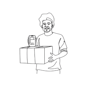 Terminal mobil SmartPOS utilizat de curieri pentru emiterea bonului fiscal digital la livrare.